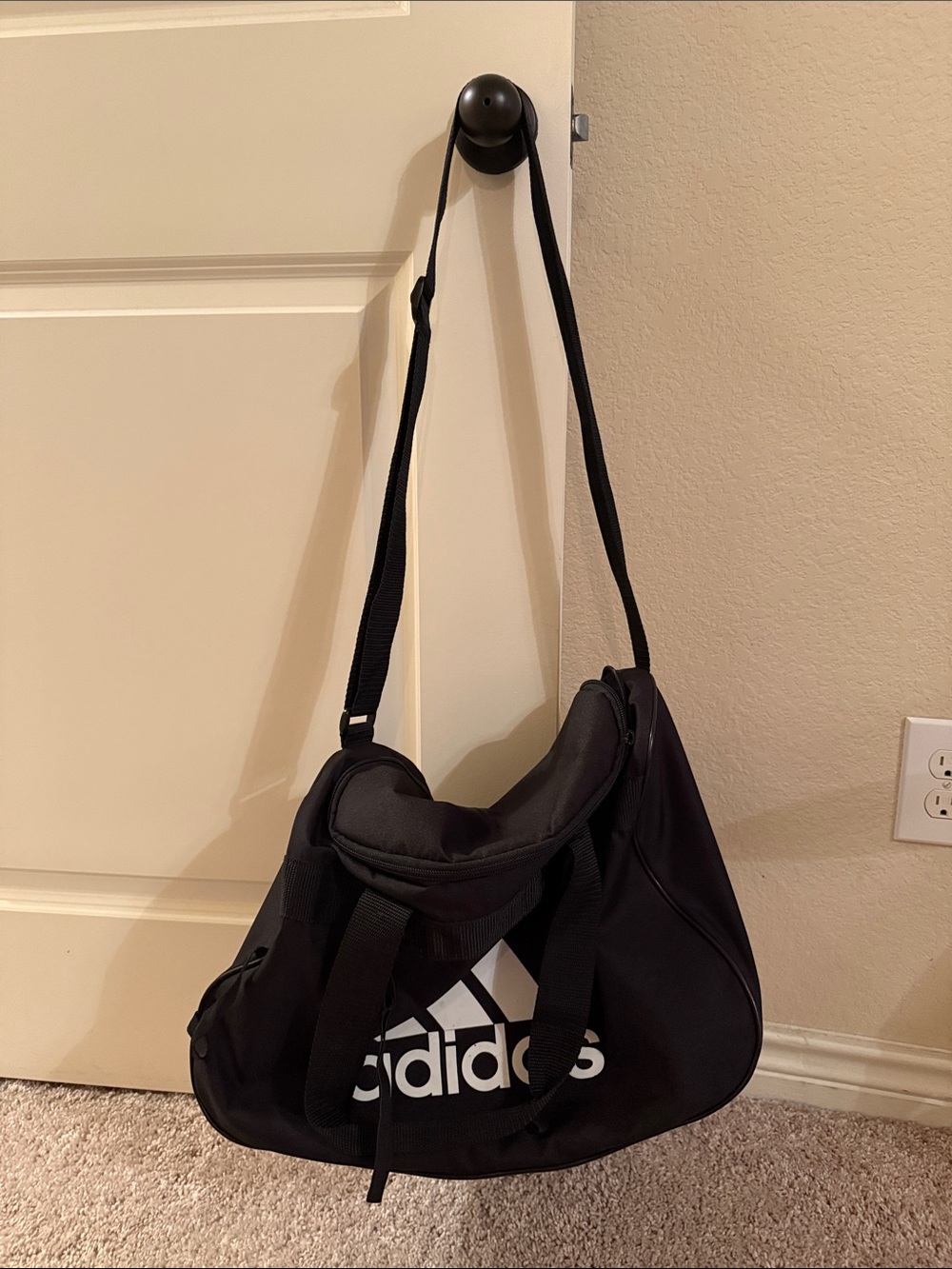 adidas Black Duffel Gym Bag with White Logo